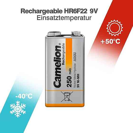 Акумулятор CAMELION Ni-MH 9V Block 250mA BP1 1шт (C-17025122) (4260033151810) Киев