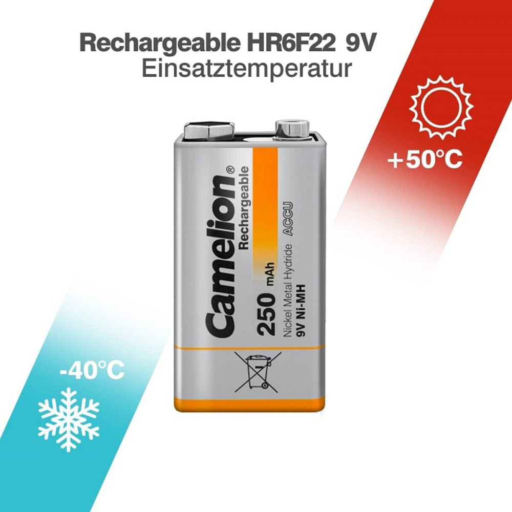 Акумулятор CAMELION Ni-MH 9V Block 250mA BP1 1шт (C-17025122) (4260033151810) Киев - изображение 2