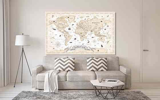 Картина холст в гостиную / спальню  Мапа світу     MLP_52 Киев