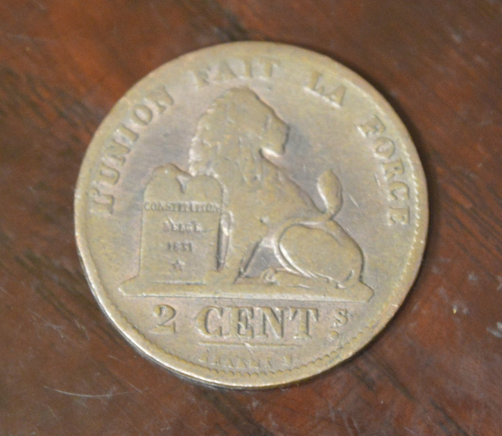 Бельгія 2 сентима 1870 рік Полтава - фото 1