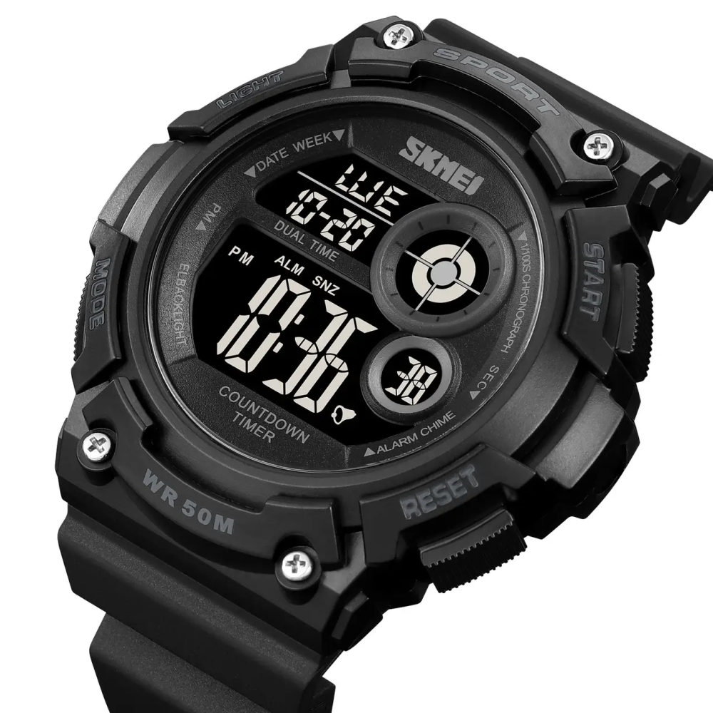 Часы мужские спортивные наручные Skmei 2017 (Черный с черным циферблатом) Винница - изображение 4