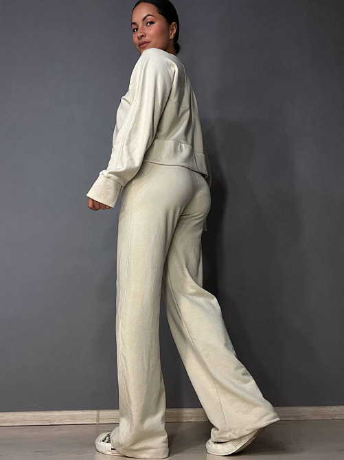 Костюм женский Quzen 485-485 Barbie оверсайз свитшот и брюки палаццо светло бежевый, світло-бежевый, M Киев - изображение 4