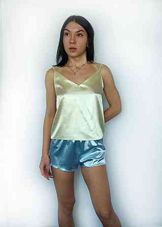 Піжама жіноча атласна Жовто-блакитний S Харків