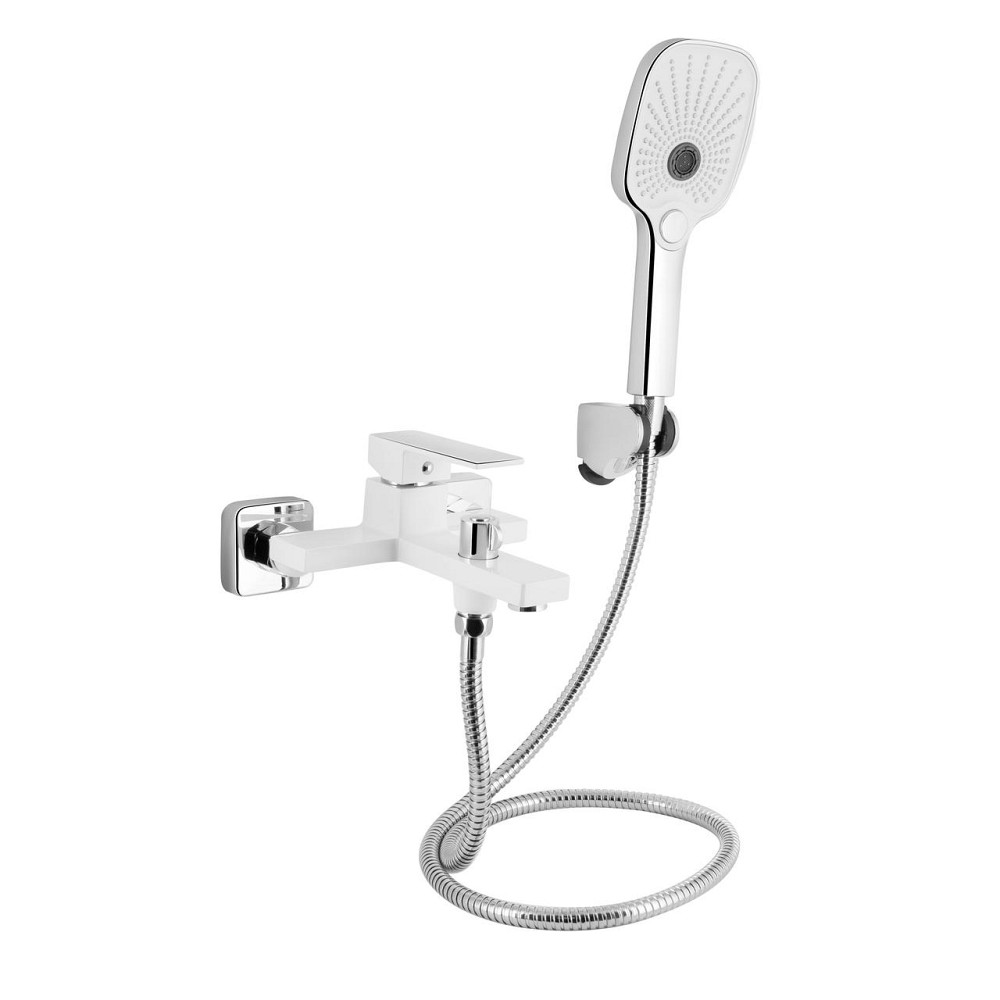 Змішувач для ванни Qtap Gemini (з душовим гарнітуром) QTGEM259CRW45683 Chrome/White Київ - фото 1