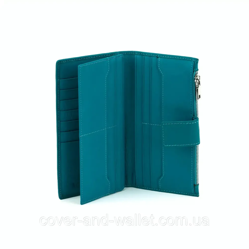 Бірюзовий жіночий гаманець купюрник із натуральної шкіри на магніті і блискавці Marco Coverna 0134 Київ - фото 2