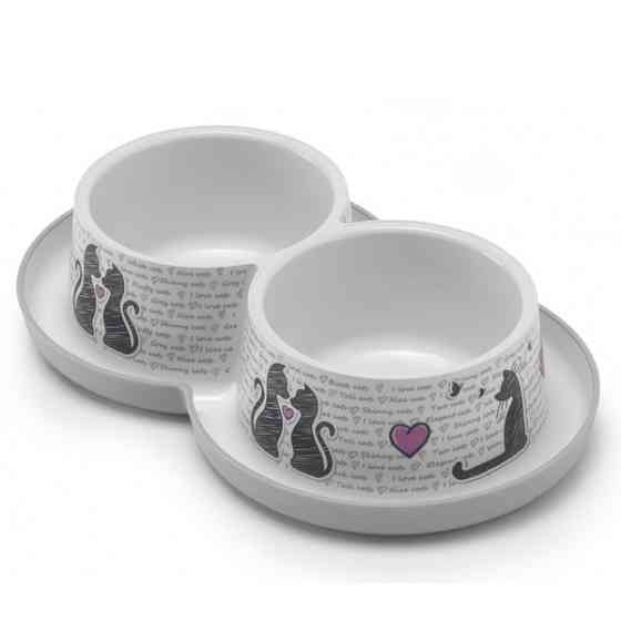 Moderna Double Trendy Dinner Cats in Love МОДЕРНА ЗАКОХАНІ КОТИ подвійна миска для котів, 2х350мл Київ