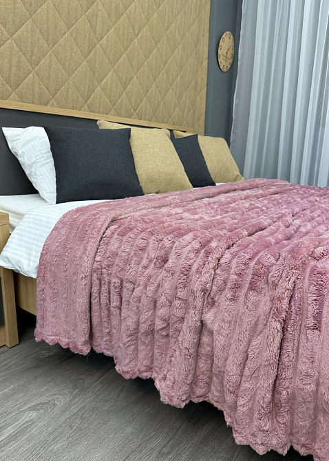 Плед-покривало смужка Шарпей 210х220 см (+-10см) Пудровий (87-199) Київ - фото 2