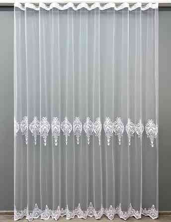Тюль VR-Textil 1844т Фатин с вышивкой и люрексом  Холодный белый 300х270 см (40-198) Киев