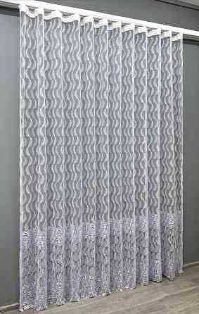 Тюль VR-Textil 1683т Органза с вышивкой Голубой с белым 300х270 см (42-0731) Киев