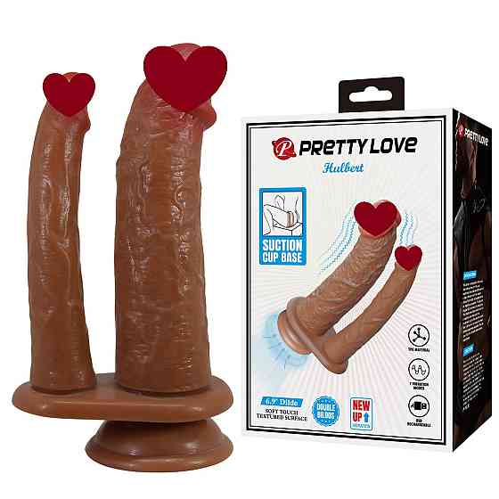 Вібратор подвійний реалістичник PRETTY LOVE Hulbert, TPE, на присосці, 20 х 4,2 х 2.5 см Sex Aura Київ