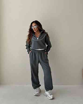 Жіночий теплий прогулянковий костюм двійка з кантом трьохнитка на флісі Одеса