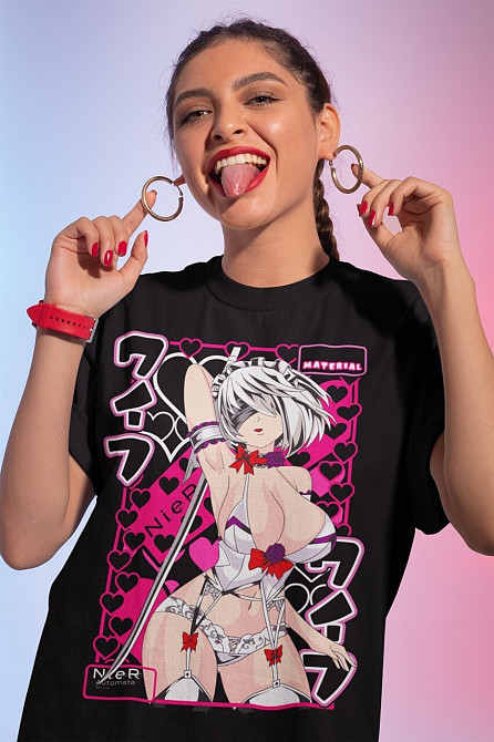 Футболка для хлопчика з аніме принтом Аніме Кйбер Пунк Ніер оверсайз (зріст від 165 до 180) Чорний AnimeJ0212m Дніпро - фото 1