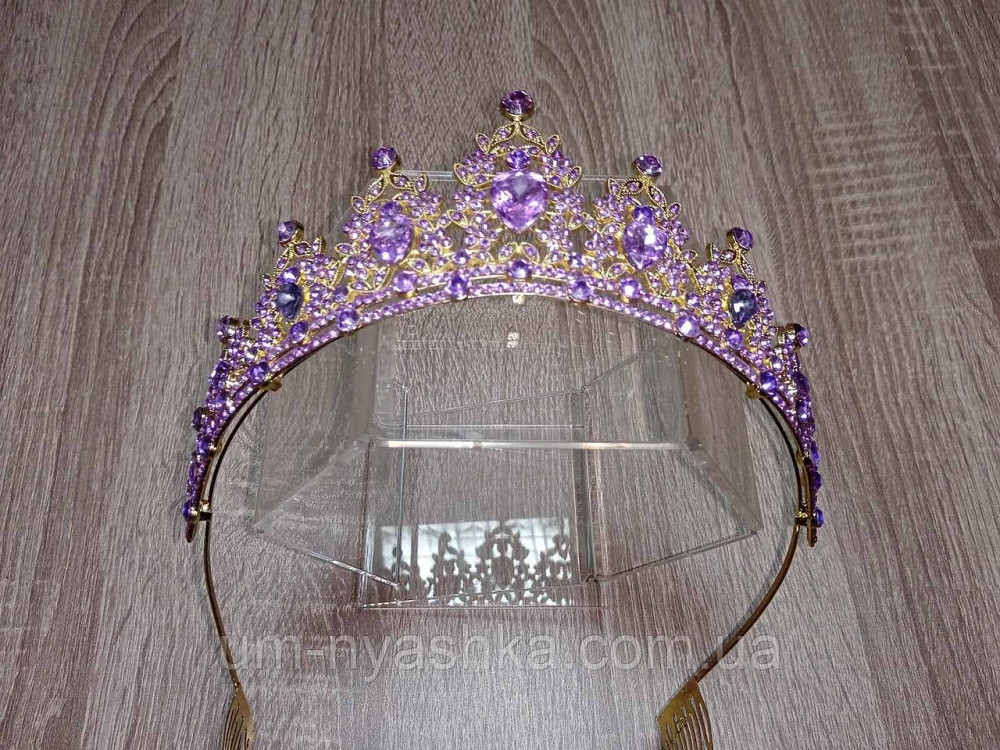 Диадема на обруче Корона лавандовая с камнями Кривой Рог - изображение 6