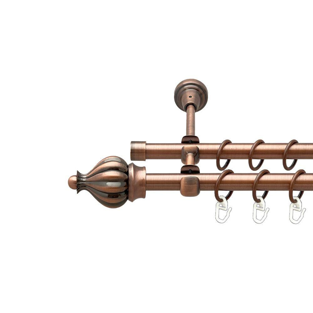 Карниз Orvit Таджа металевий дворядний відкритий гладка труба кільце металеве Мідь 16\16 мм 300 см Львов - изображение 1