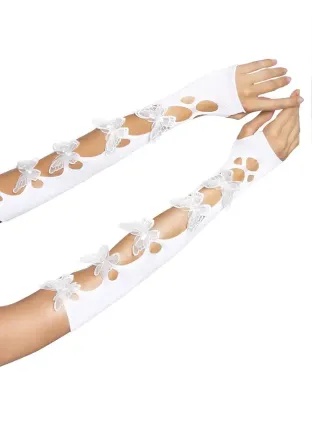 Мітенки Leg Avenue Butterfly applique arm warmers White, метелики Львов
