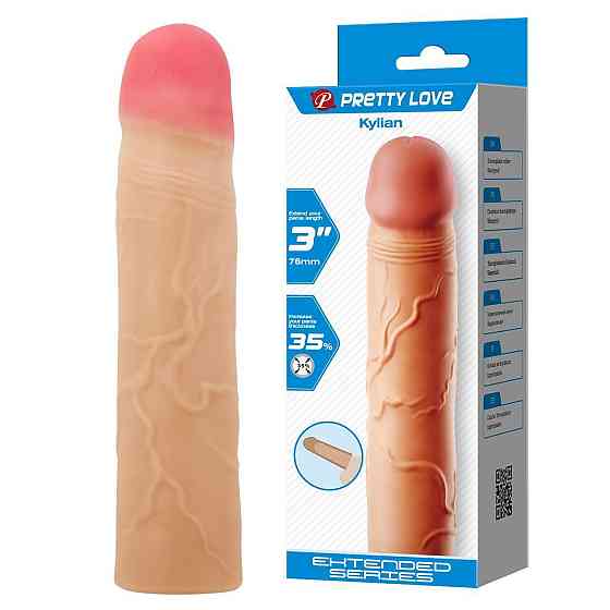 Насадка на пеніс PRETTY LOVE Kylian Flesh, Extend your penis lenghth 3'' (76mm) Sex Aura Київ