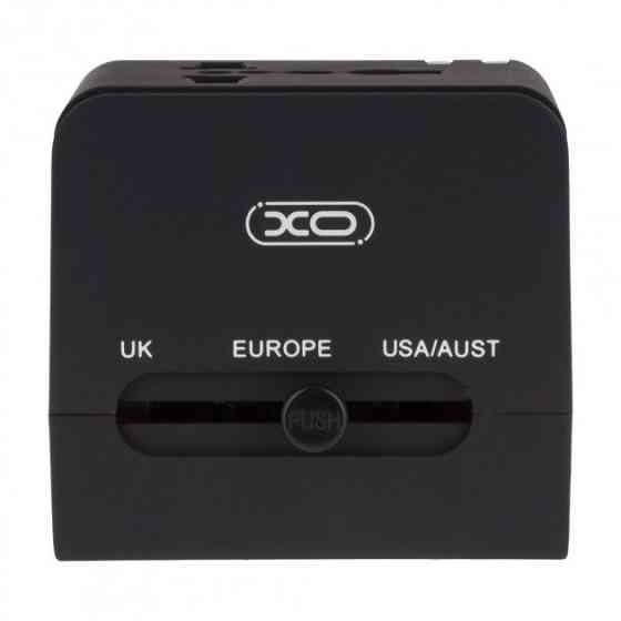 Универсальное зарядное устройство XO WL01 UK/EU/US, сетевой переходник с двумя USB портами Черный Каменец-Подольский