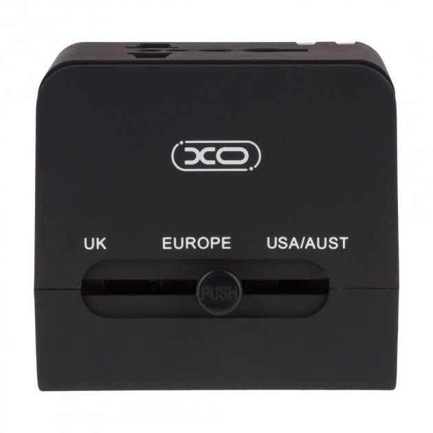 Универсальное зарядное устройство XO WL01 UK/EU/US, сетевой переходник с двумя USB портами Черный Каменец-Подольский - изображение 6