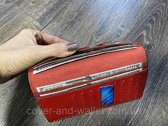 Тонкий женский купюрник красного цвета ручной работы ST Leather Киев