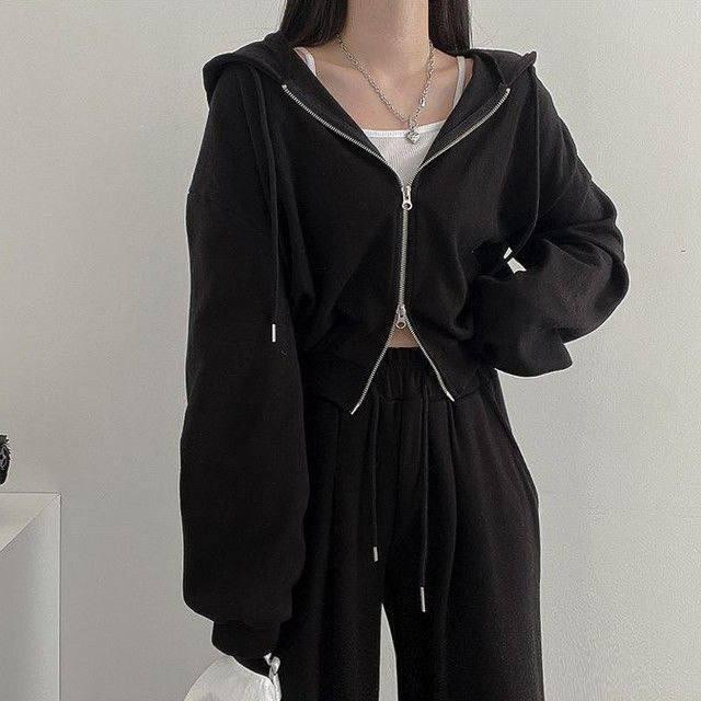 Женский теплый оверсайз костюм двойка: укороченный худи с молнией и широкие брюки с затяжкой трехнитка на флисе Одесса - изображение 2