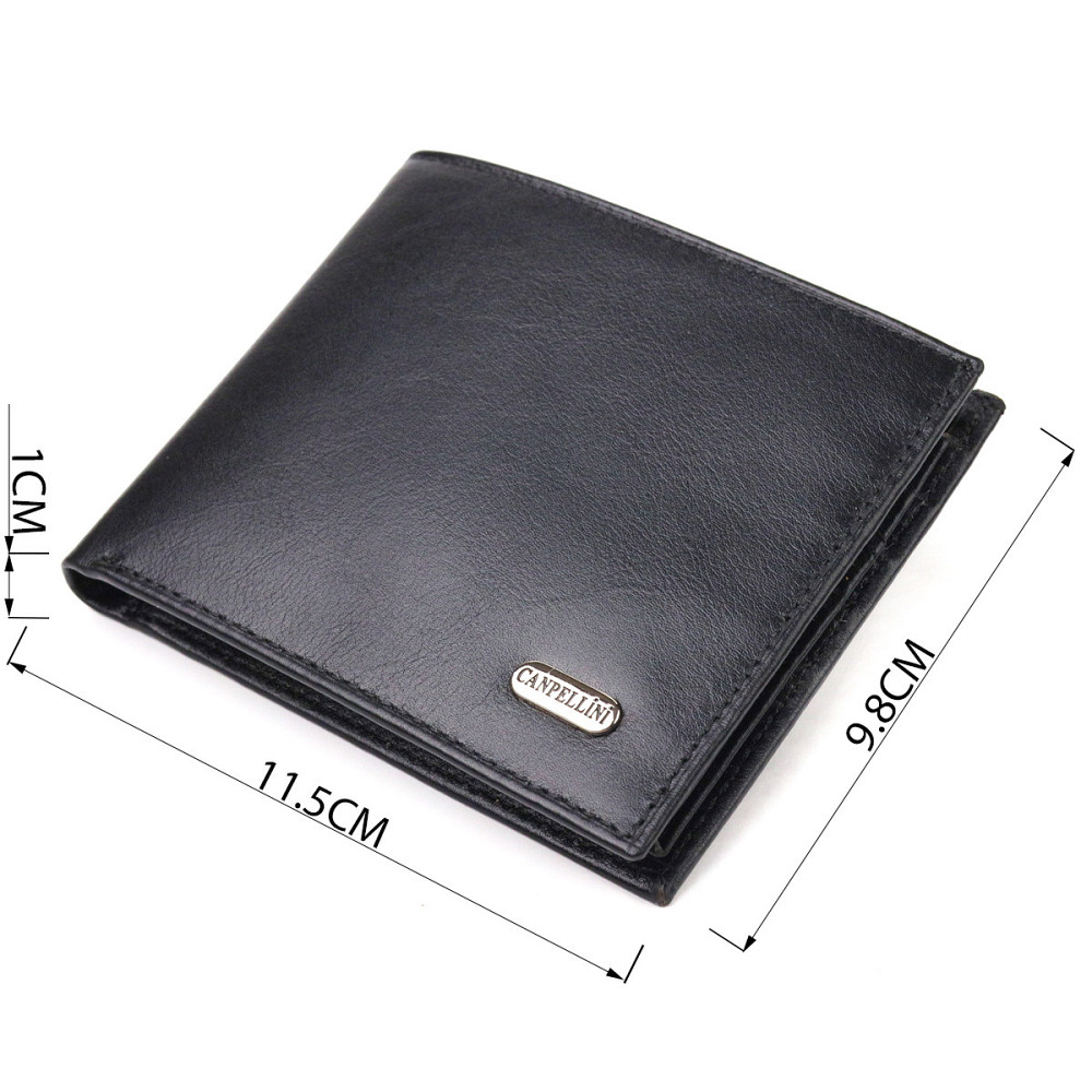 Качественный кошелек для мужчин в два сложения из натуральной гладкой кожи CANPELLINI 21579 Черный Киев - изображение 8