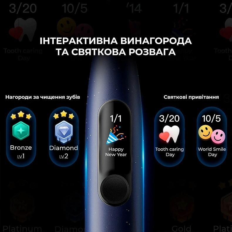 Розумна зубна електрощітка Oclean X Plus Pro Digital Blue (6970810556186) ( 16151 ) Харьков - изображение 6