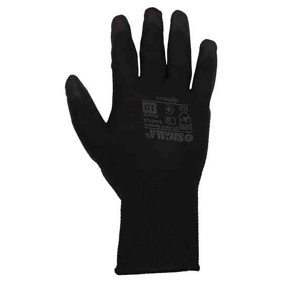Рукавиці трикотажні з частковим ПУ-покриттям р10 (чорно-сірі манжет) SIGMA (9446411) Київ