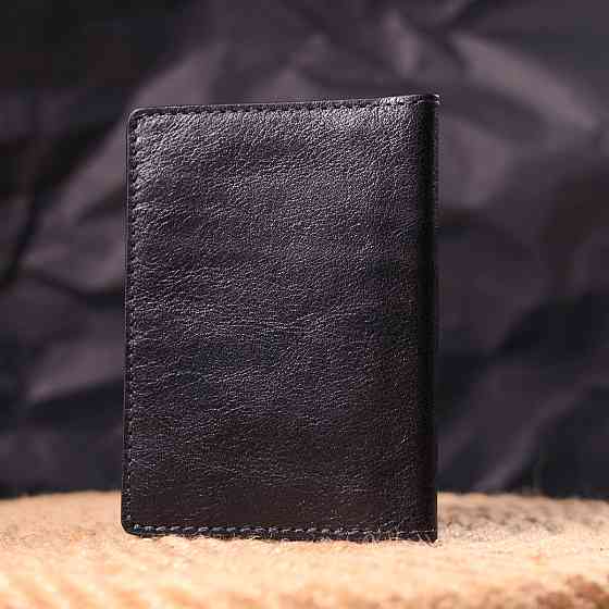 Шкіряна обкладинка на військовий квиток Чорна (GRANDE PELLE) Київ