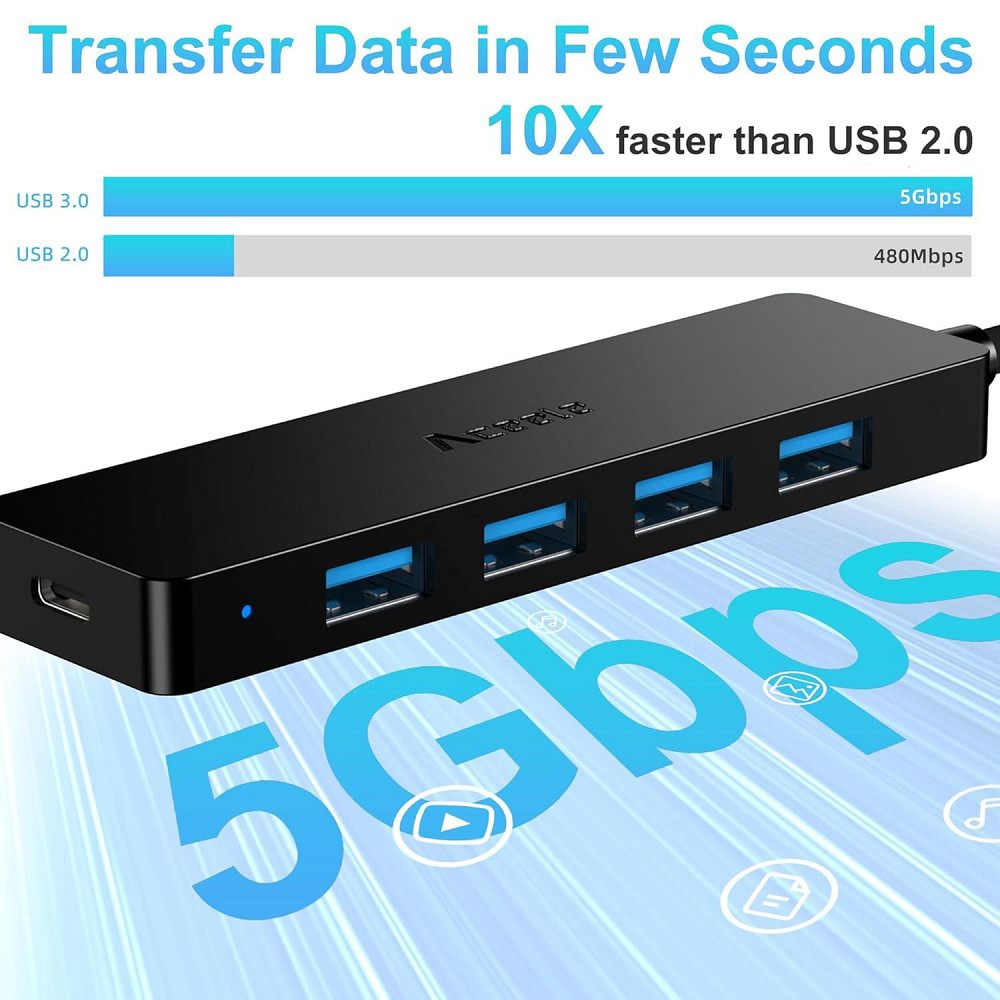 Концентратор Aceele 4*USB, 1*Type-C Луцк - изображение 2