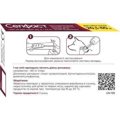 Краплі для тварин Селфаст від бліх, кліщів і гельмінтів для собак 20.1-40.0 кг (4820275971500) Вінниця