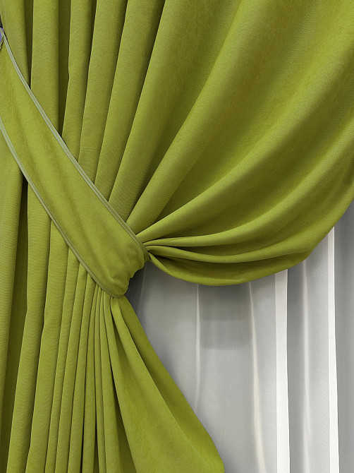 Комплект готових штор VR-Textil Мікровелюр Petek № 1500ш Салатовий 200х290 см 2 шт (32-524) Київ - фото 5