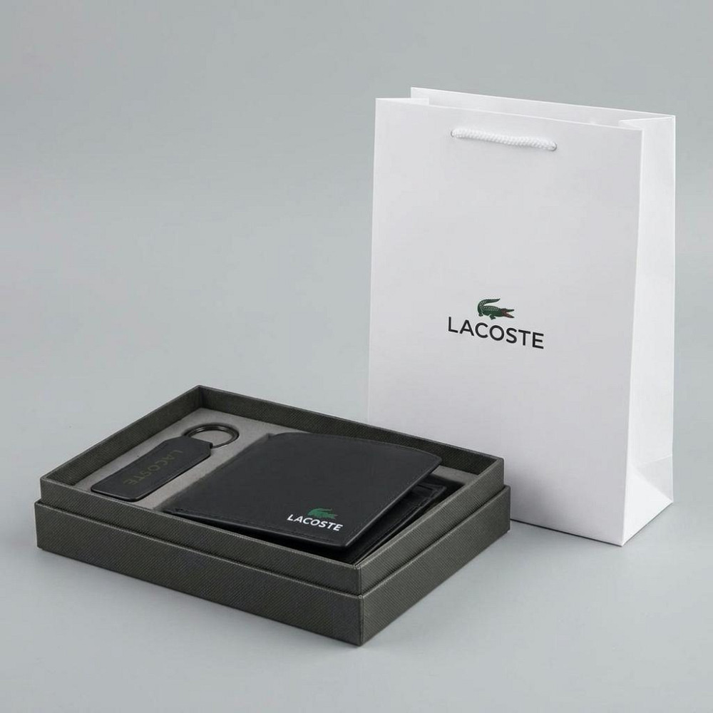 Мужское кожаное портмоне с брелком Lacoste (1722-2) Киев - изображение 6