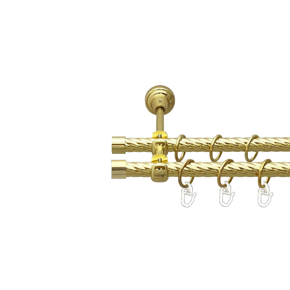 Карниз Orvit Заглушка металевий дворядний відкритий скручена труба кільце металеве Золото 16\16 мм 160 см Львов - изображение 1