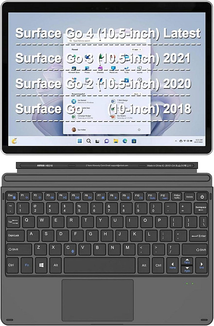 УЦІНКА! Arteck HB216 Bluetooth клавіатура із сенсорною панеллю для Surface Go 4/ 3 (2021) 2 (2020) вбудований акумулятор Дніпро - фото 4