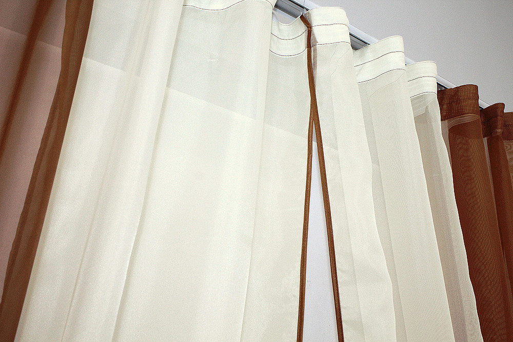 Кухонные шторы VR-Textil № 017к комбинированные с подвязками коричневый с бежевым 265х170 см (50-022) Киев - изображение 4