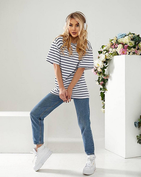 Подовжена футболка в смужку "Modis" оптом | Батал Джинс, 50-52 Київ - фото 4