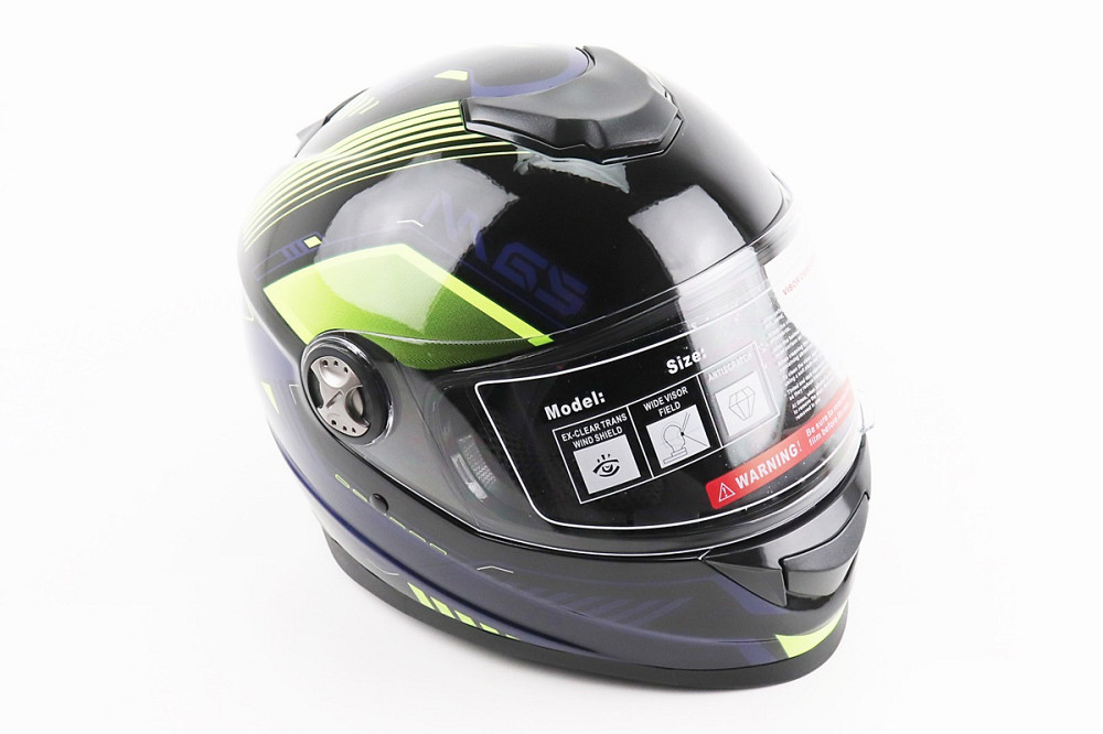 Шолом інтеграл, закритий BLD-М65 L (59-60см), ЧОРНИЙ/НЕОНОВО-ЖОВТО-СИНІЙ Киев - изображение 1