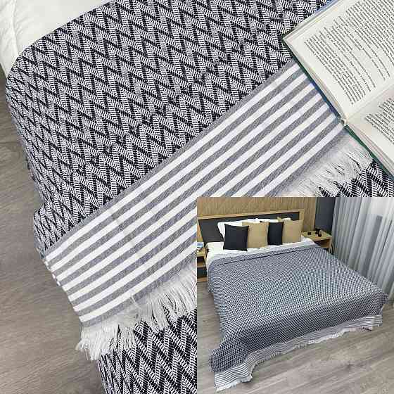 Покривало Dakota Fringe ЄВРО 200х230 см колір синій з білим (85-194) Київ