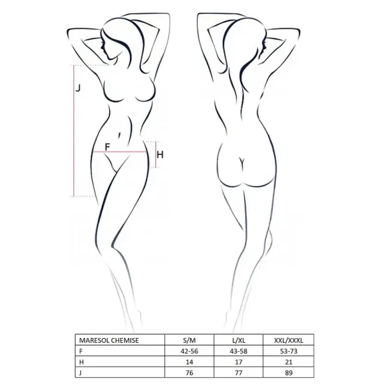 Прозора сорочка з відкритою спиною Passion MARESOL CHEMISE XXL/XXXL, black, трусики Львів