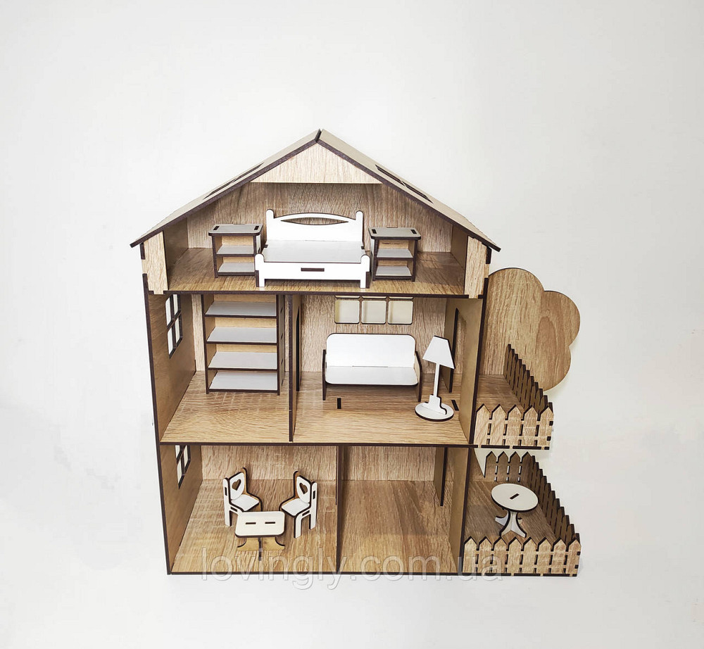 Ігровий ляльковий будиночок 37 см з набором меблів 10 одиниць Ірпінь - фото 3