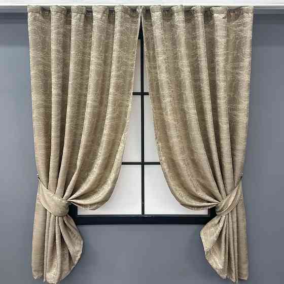 Комплект коротких штор VR-Textil Жакард Viva Marmo № 1787ш Бежевий 130х170 см 2 шт (35-0374) Київ