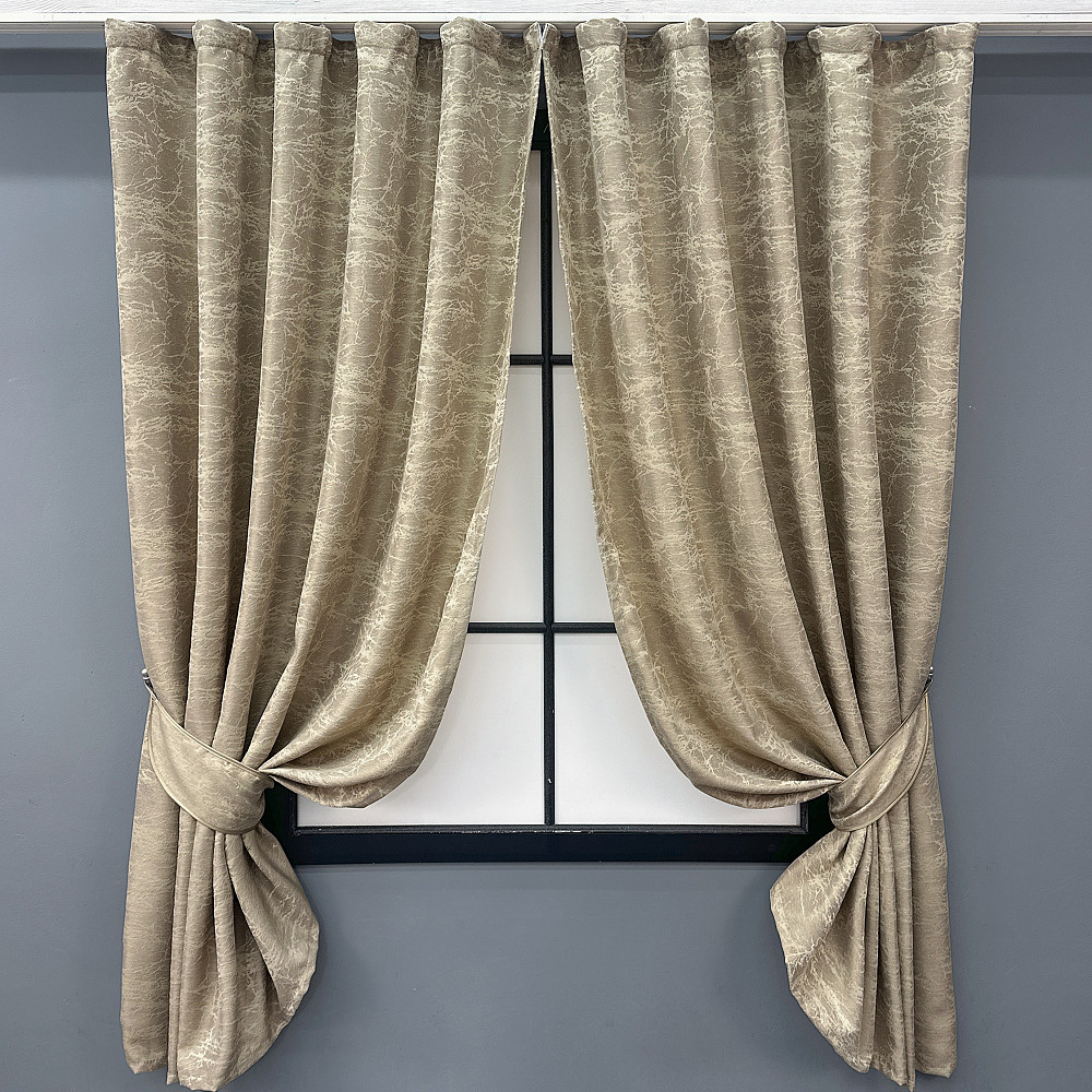 Комплект коротких штор VR-Textil Жакард Viva Marmo № 1787ш Бежевий 130х170 см 2 шт (35-0374) Київ - фото 1