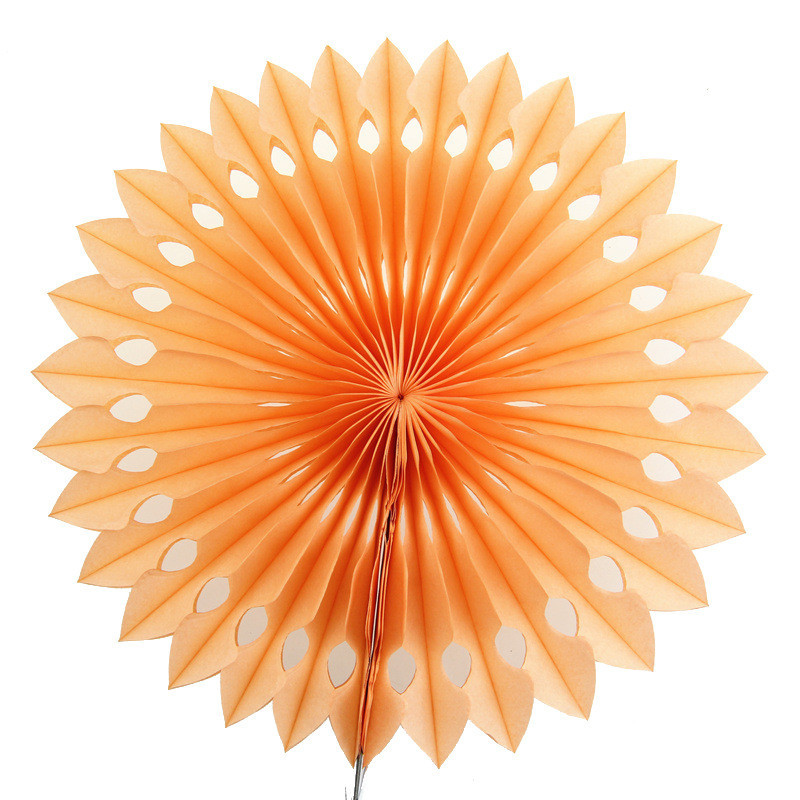 Бумажный веер декоративный 20 см персиковый Киев - изображение 1