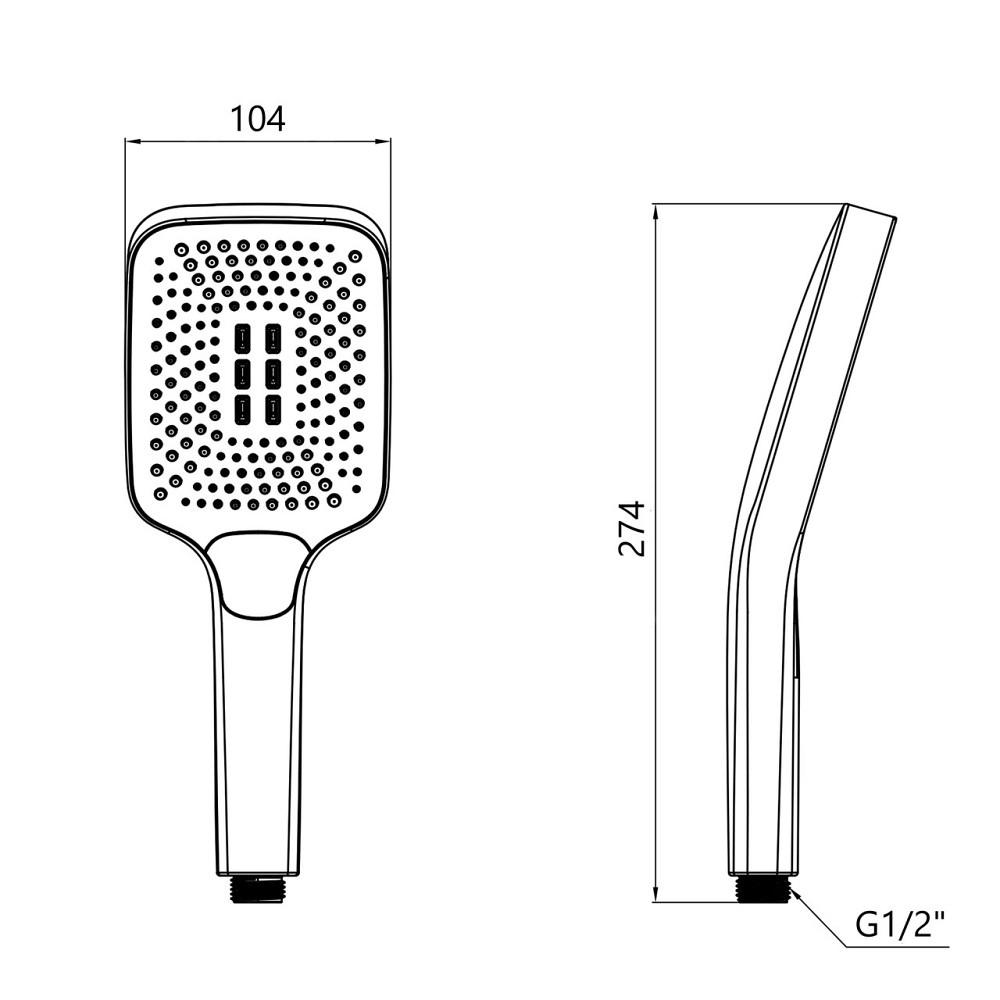 Лійка для ручного душу Qtap Rucni 140x110 мм прямокутна QTRUC125BLM45955 Black Matt Київ - фото 2