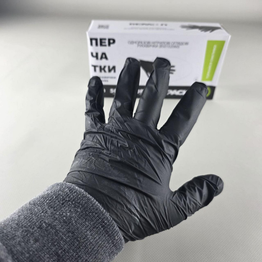 Рукавички Нітрил Чорні (100 шт.) розмір XL (3,5 гм) (1 пачка) Харків - фото 2
