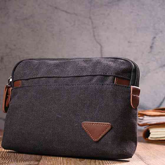 Зручна чоловіча барсетка текстильна 21258 Vintage Чорна Київ