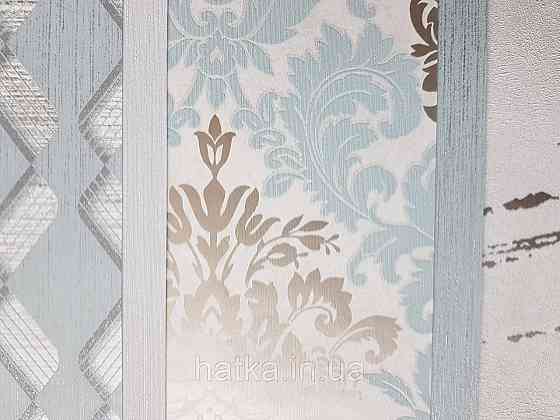 Шпалери метрові вінілові на флізелін Marburg Villa Romana класичні вензелі завитки золотисті блакитні Київ