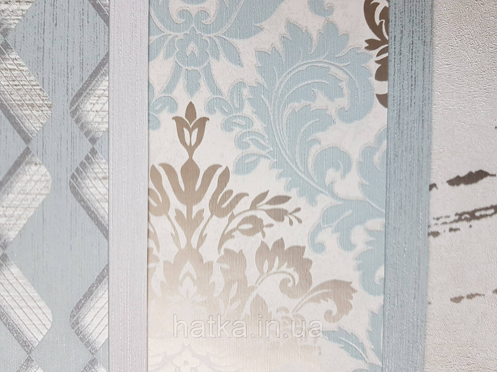 Шпалери метрові вінілові на флізелін Marburg Villa Romana класичні вензелі завитки золотисті блакитні Київ - фото 4