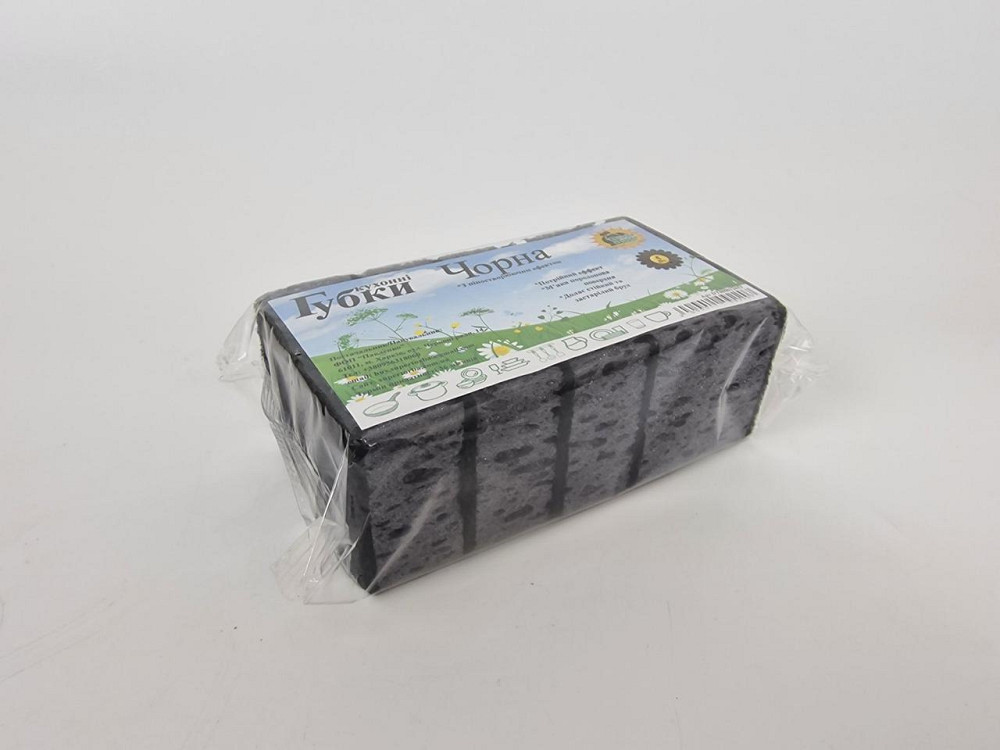 Губка кухонна для посуду 5 шт Чорна (Супер Торба) (1 пачка) Харків - фото 2