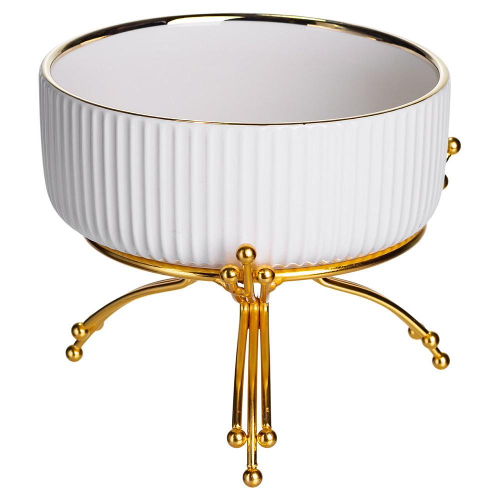 Салатник фарфоровий на металевій підставці Ø16 см Золото Київ - фото 1